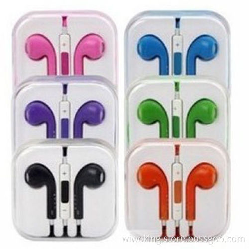 Earphones for iPhone 5, Handsfree with Colorful Crystal Box, 32 Ohms Impedance